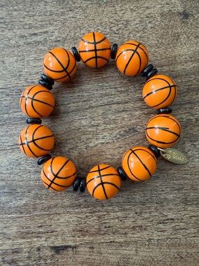 Plunder Orange Basketball Bead Stretch Bracelet 🆕